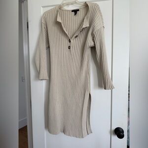 Forever 21 Ribbed Cream Sweater Dress